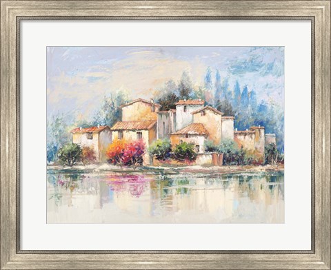 Framed Borgo sul lago Print