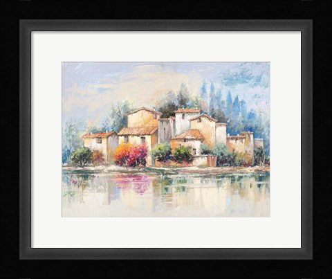 Framed Borgo sul lago Print