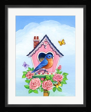 Framed Bluebird Valentine Print