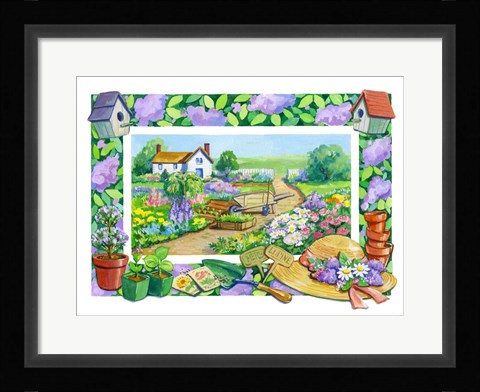 Framed Garden Scene Print