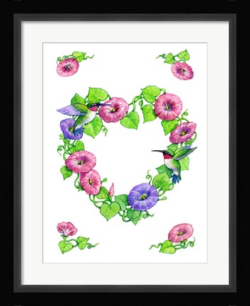 Framed Hummingbird Wreath Print