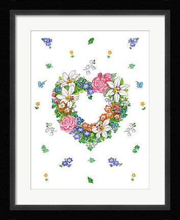 Framed Lily Heart Wreath Print
