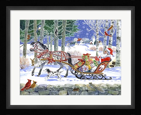 Framed Santa's Sleigh Ride Print