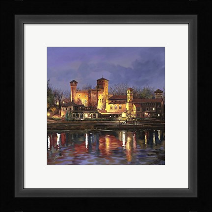 Framed Il Castello Medioevale di Notte Print