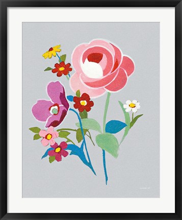 Framed Alpine Bouquet I Gray Print