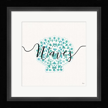 Framed Sea Charms III Teal Print