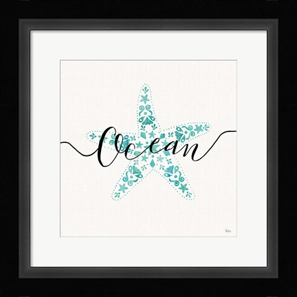 Framed Sea Charms I Teal Print