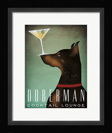 Framed Doberman Martini Print