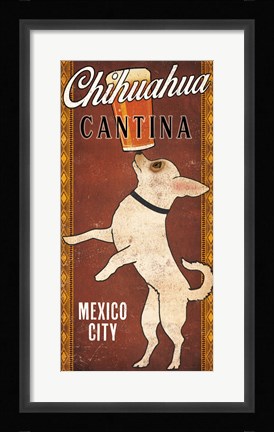 Framed White Chihuahua on Red Print