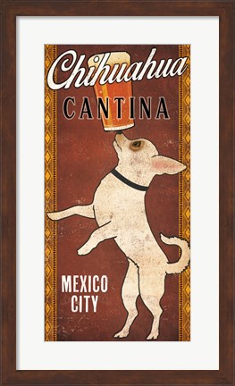 Framed White Chihuahua on Red Print
