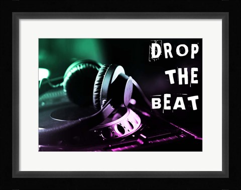 Framed Drop The Beat - Green and Pink Print