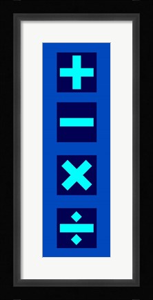 Framed Math Symbols Wall Scroll - Blue Print