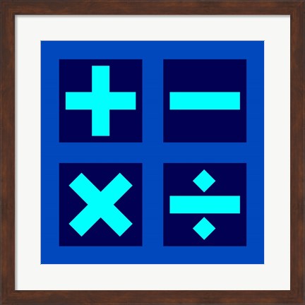 Framed Math Symbols Square - Blue Print