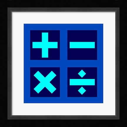 Framed Math Symbols Square - Blue Print