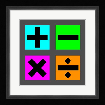 Framed Math Symbols Square - Colorful Boxes Print