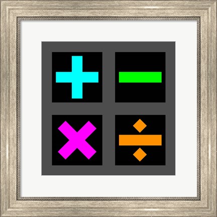 Framed Math Symbols Square - Colorful Symbols Print