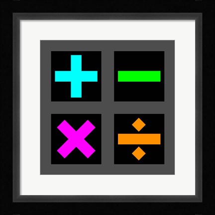 Framed Math Symbols Square - Colorful Symbols Print