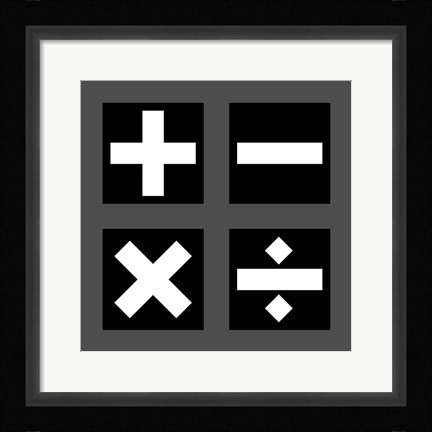 Framed Math Symbols Square - Black Print