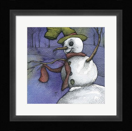 Framed Snowman I Print