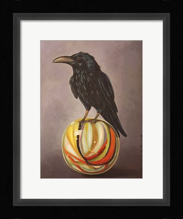 Framed Crow On A Marble Print