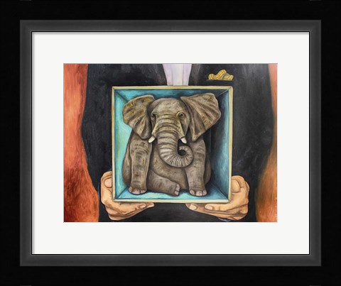 Framed Elephant In A Box Print