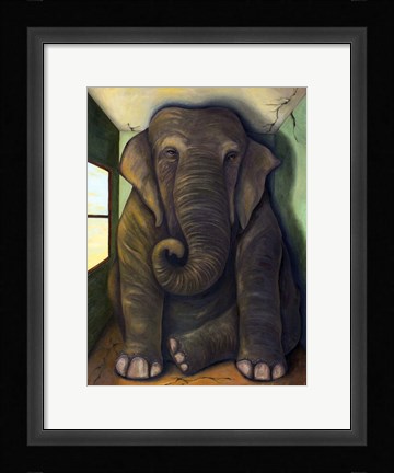 Framed Elephant In The Room Cracks Print
