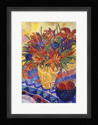 Framed Tiger Lilies &amp; Irises Print