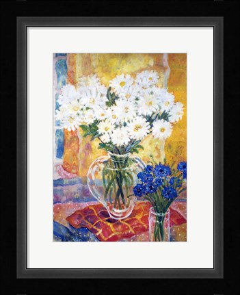 Framed White Chrysanthemums Print