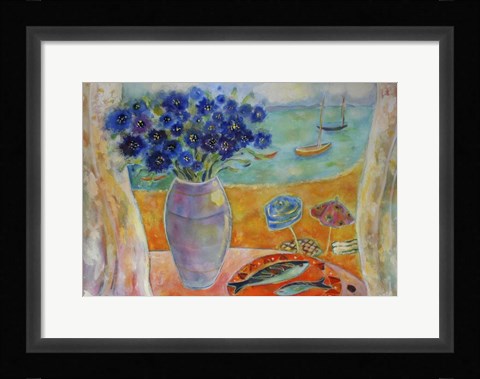 Framed Boats On The Lagoon Print