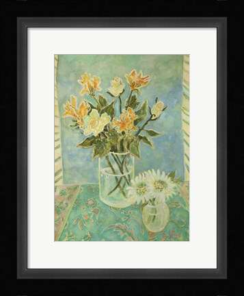 Framed Freeshias And Roses In St. Tropez Print