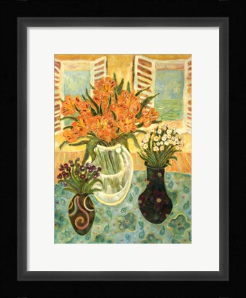 Framed Flowers On A Table Print