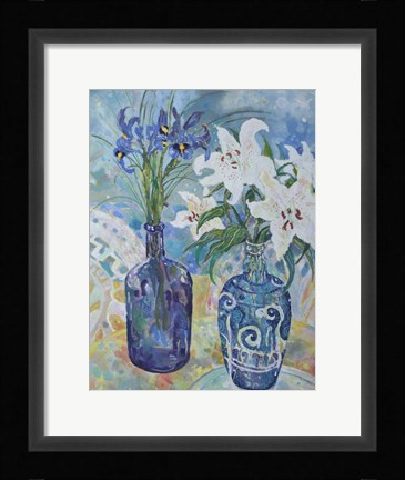 Framed Flowers By The Sea Shore Print