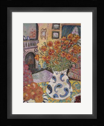 Framed Orange Straw Flowers Print