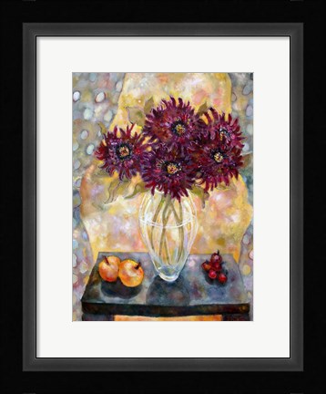 Framed Grey Polka Dots Print