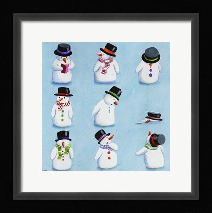 Framed Snowmen Print