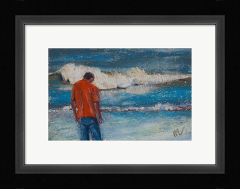 Framed Looking For Shark Teeth Print