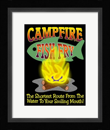 Framed Campfire Fish Fry Print