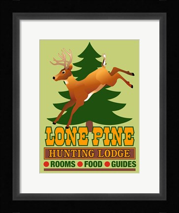 Framed Lone Pine Hunting Lodge Print