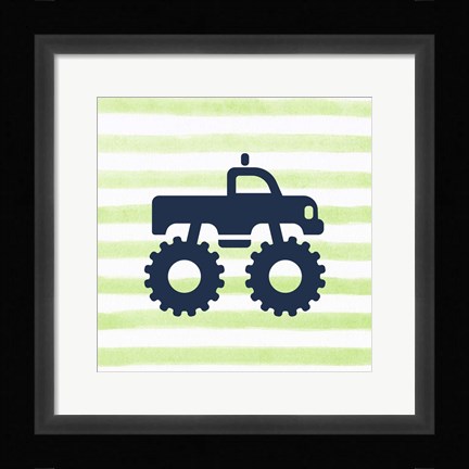 Framed Monster Truck Graphic Green Part I Print