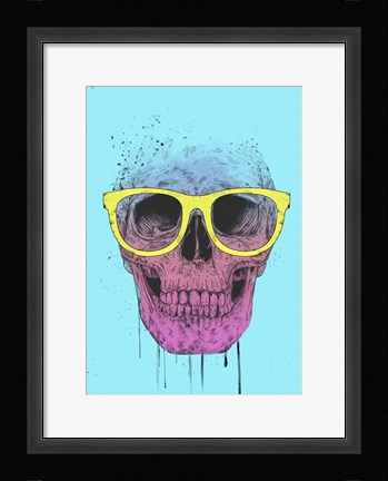 Framed Pop Art Skull With Glasses Print