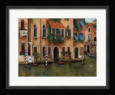 Framed Flowers On The Canal Print