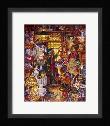 Framed Antique Lady Green Coat Print