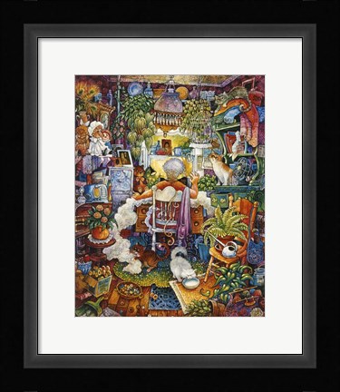 Framed Sewing Lady Print