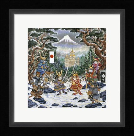Framed Samurai Cats Print