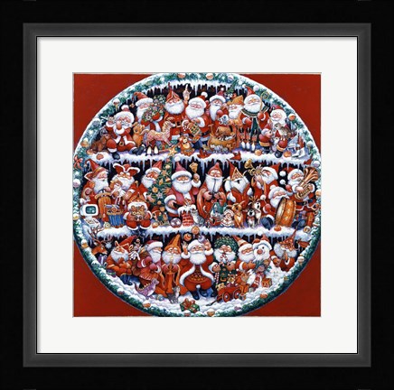 Framed Santa On Shelves Print