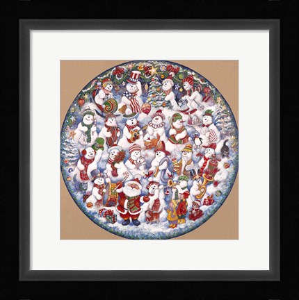 Framed Santa And The Snowfolks Print