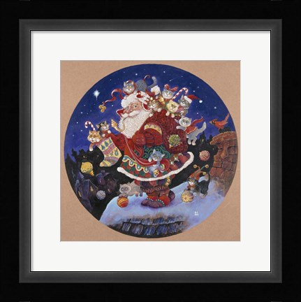 Framed Here Comes Santa Claus Print