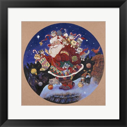 Framed Here Comes Santa Claus Print