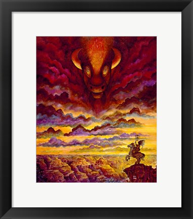 Framed Raging Buffalo Print
