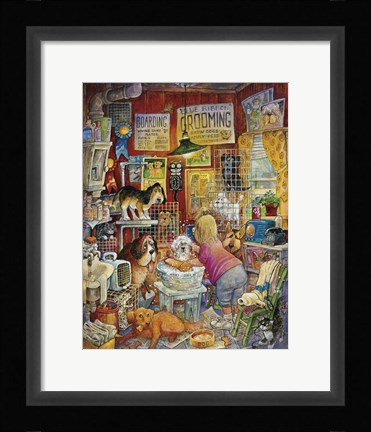 Framed Blue Ribbon Groomer Print